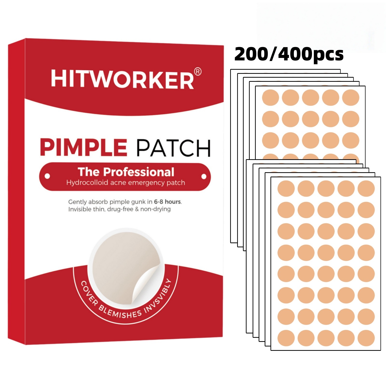 Skincare Oil Control - 200/400 Patchs anti-acné pour peaux foncées,